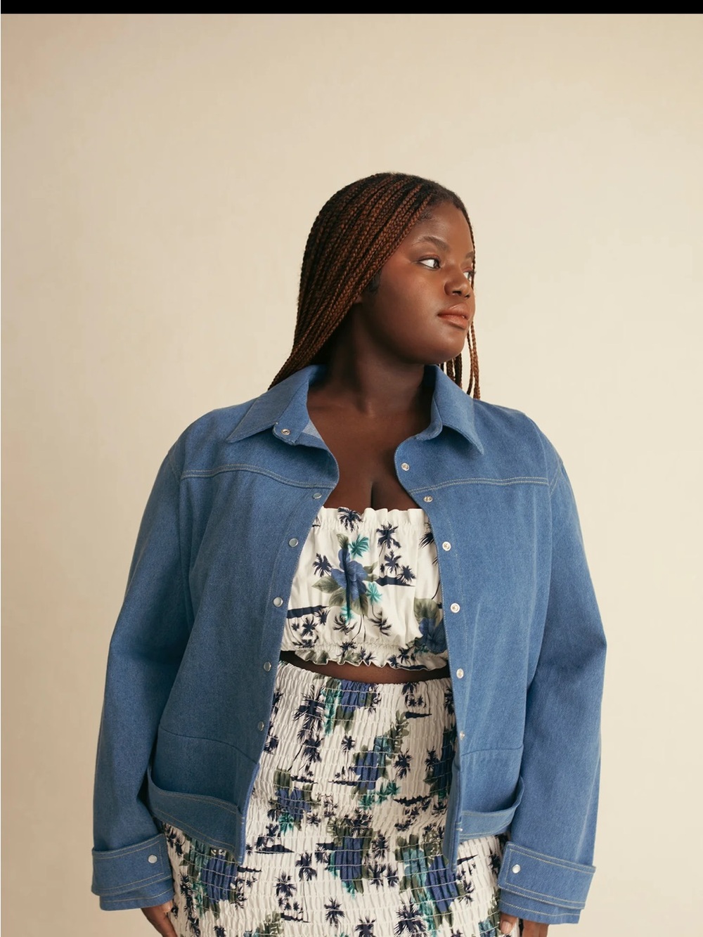 Women's Light Blue Denim Snap-Front Jacket